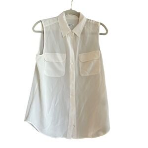 Equipment Femme Sleeveless 100% Silk‎ Button Down Shirt Top Medium Ivory